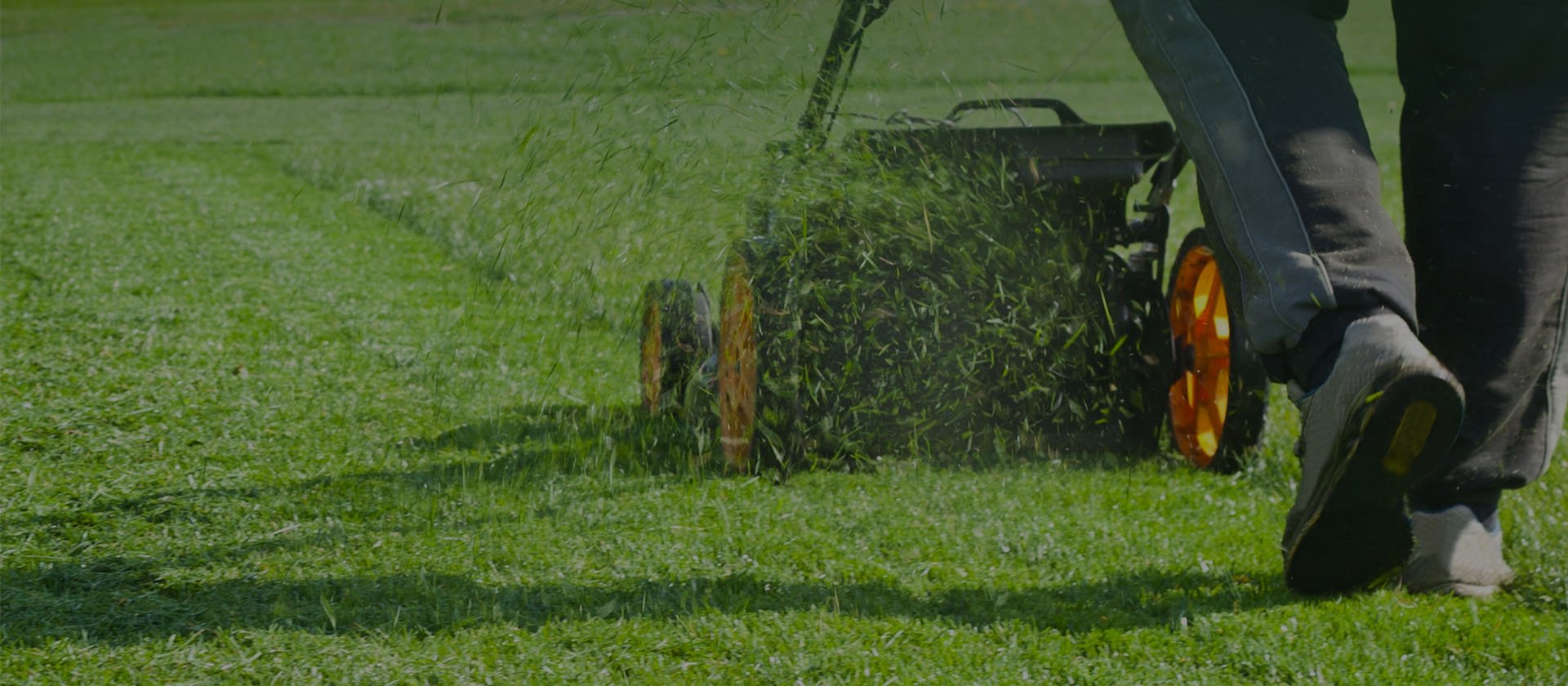 a landscaper in Tacoma mowing a lawn